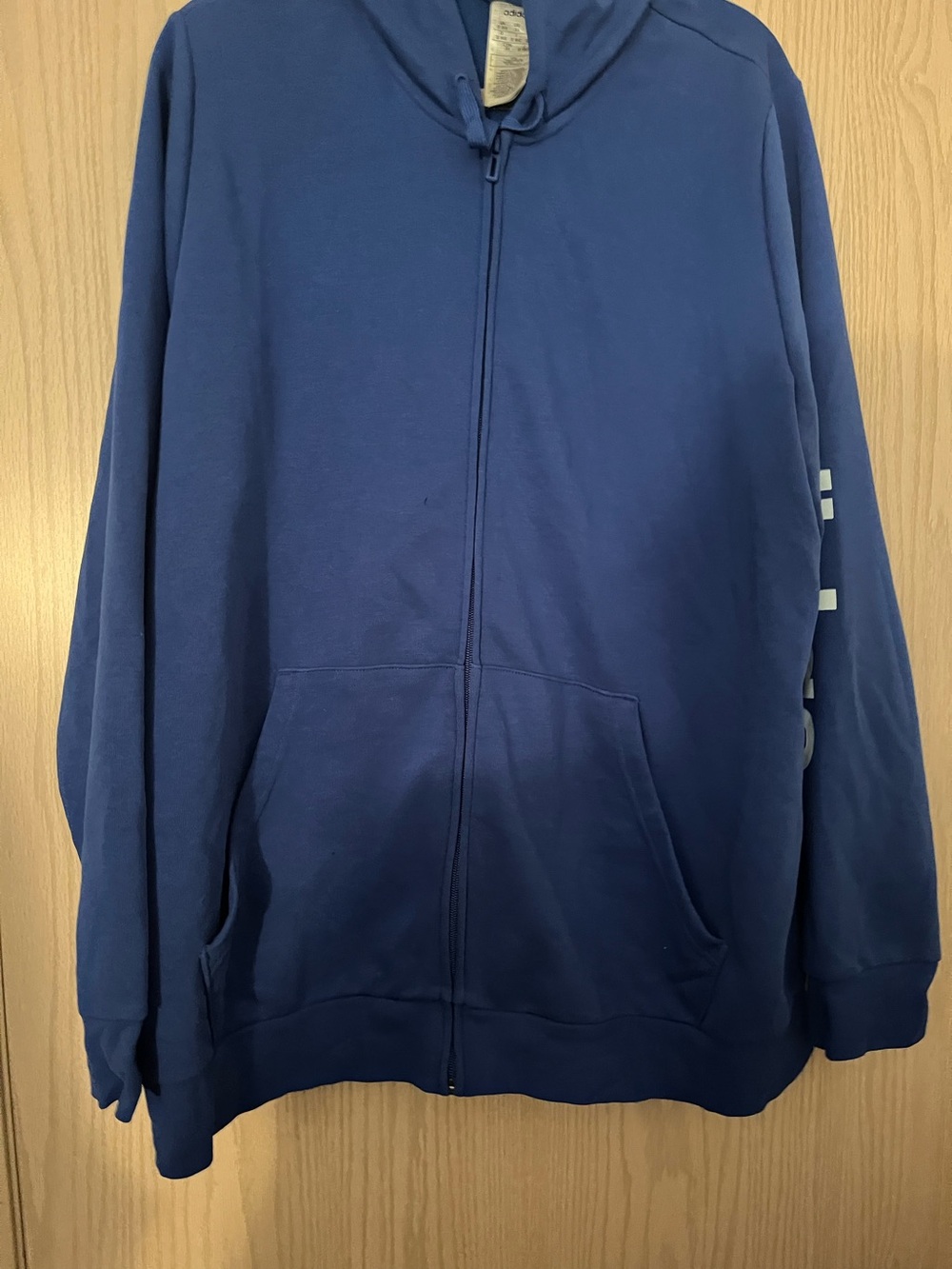 Adidas Blue Full-Zip Hoodie with Sleeve Print